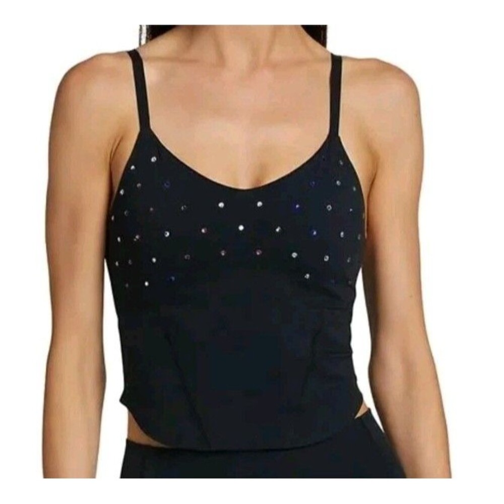 Terez Rhinestone-Embellished Crop Corset Top Sizes Medium